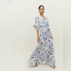Reformation  Winslow Blue and White Floral Maxi Dress
